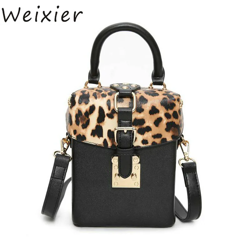 2019 новая детская леопардовая посылка маленькая коробка с заклепками сумка через