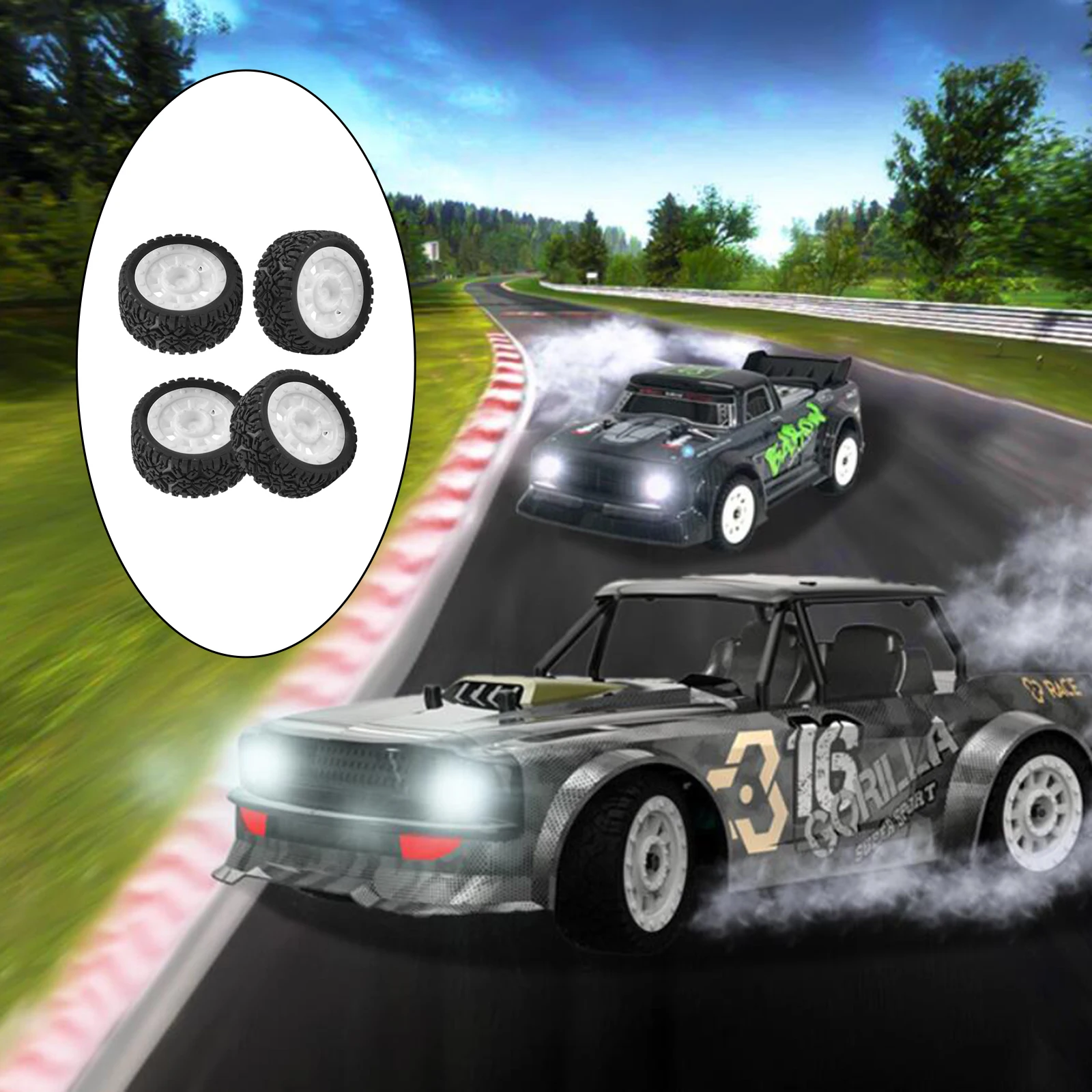 

4 шт., радиоуправляемые плоские ходовые колеса с шинами для детской модели 1/16, аксессуары для гоночных автомобилей «сделай сам»