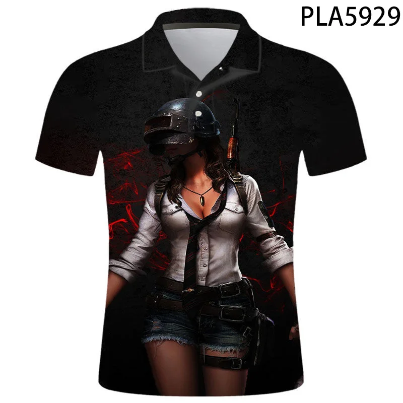 Мужская летняя рубашка-поло с 3D-принтом и коротким рукавом