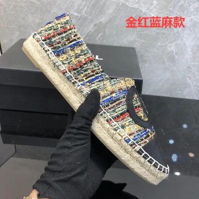 

Classical Top Quality Luxury Brand Design Goat Leather Woman Espadrilles Slip On Loafers Comfortable Flat Fisherman Shoes