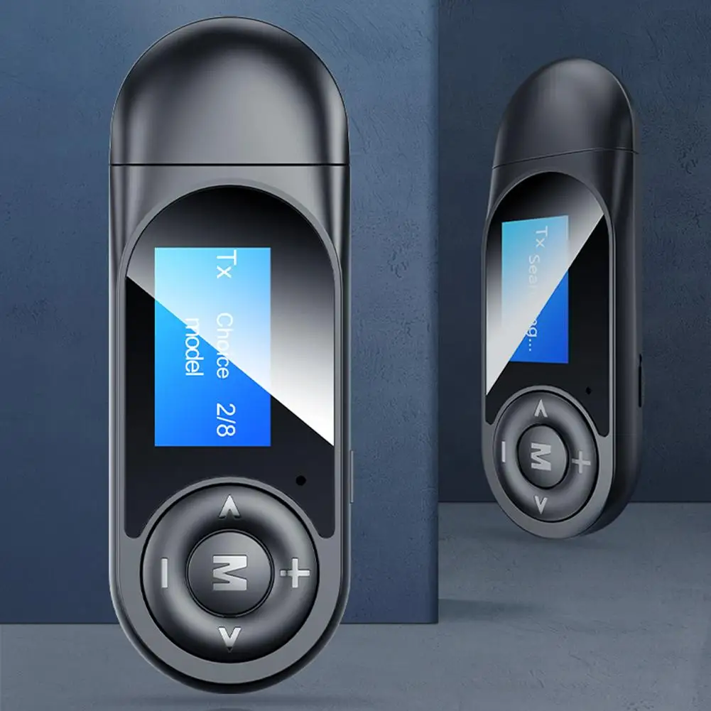 

Адаптер Bluetooth 2 в 1 с ЖК-дисплеем, приемник-передатчик для динамиков, наушников, беспроводной стереоадаптер с разъемом AUX 3,5 мм