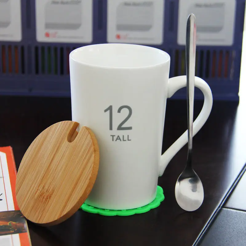 Керамическая кружка с крышкой и ложкой креативная индивидуальная трендовая