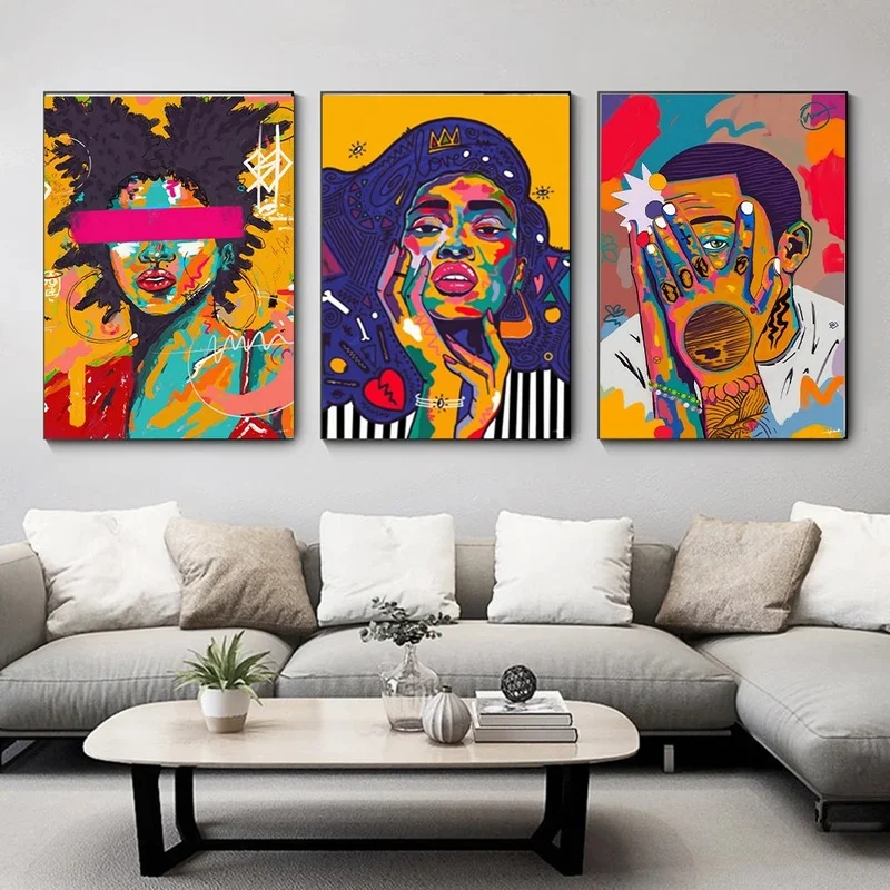 

Female Portrait Abstract Colorful Character Painting Posters and Prints Nordic Wall Canvas Art Room Decoration Frameless