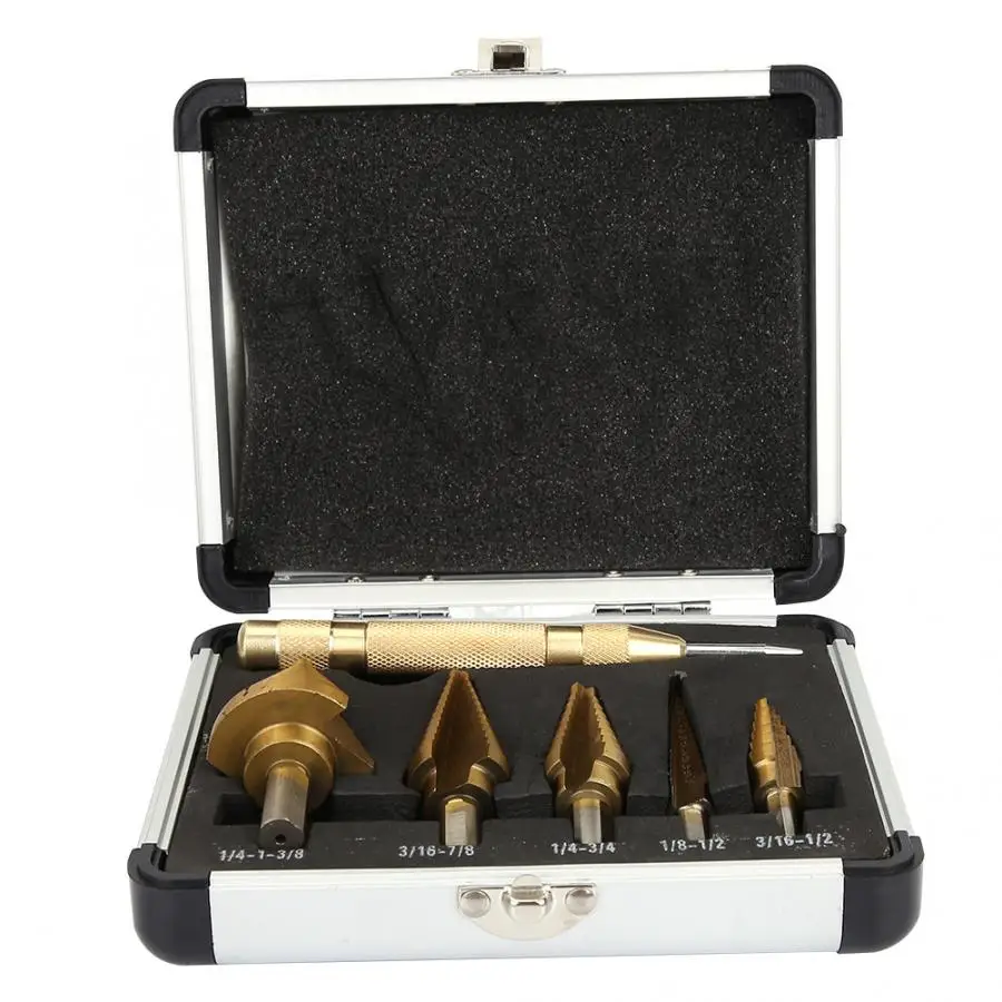 6 шт. 1 коробка ступенчатые сверла из быстрорежущей стали с титановым