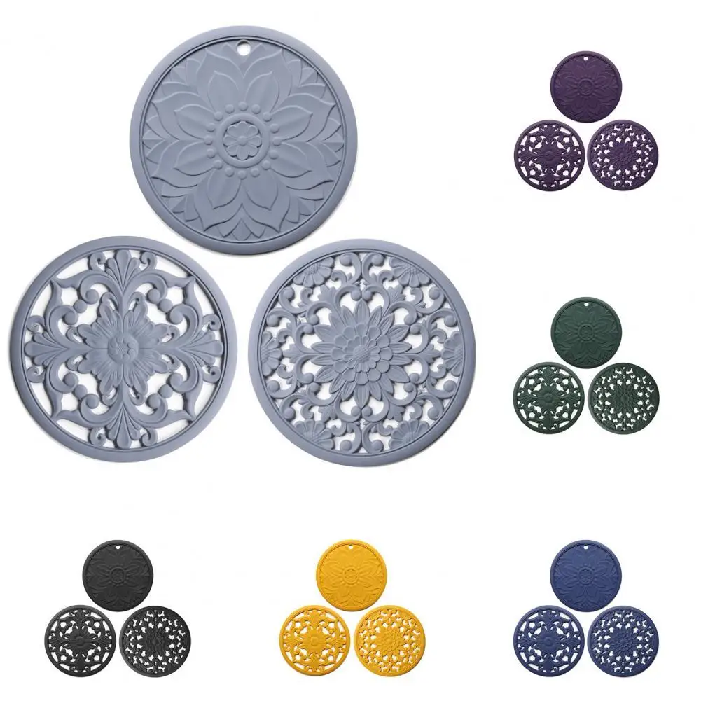 3 шт. термостойкие силиконовые коврики с цветами | Дом и сад