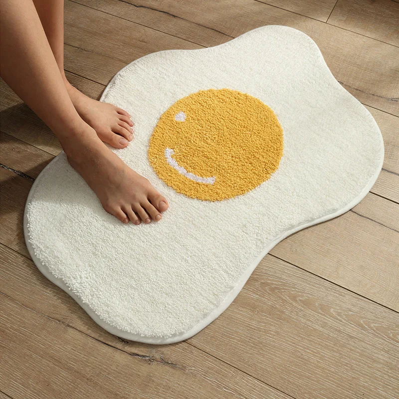 

Нескользящий коврик в форме яйца для ванной, Мультяшные коврики для дома, кухонный коврик, коврики для пола в спальне, коврики для поглощени...