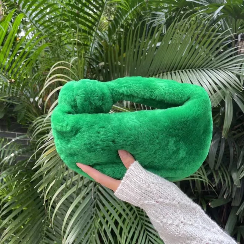 

High Quality Knot Woven Bag Sheepskin Fur Tote Bag Lady Crossbody Hobo Lamb Fur Knotted Winter Fairy Handbag Hot Sales