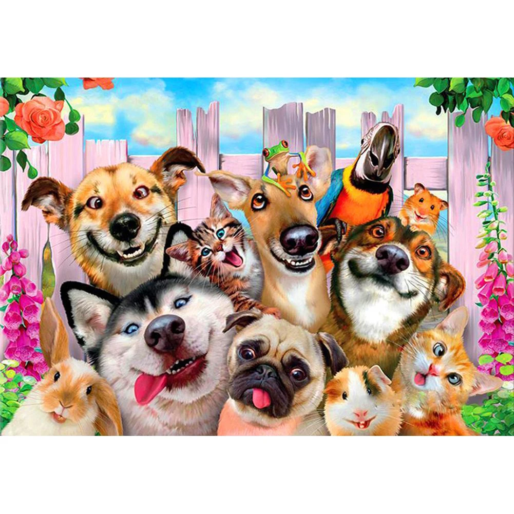 

5D DIY diamond painting Animal Smile Dog Cat Mouse Full Drill Embroidery Cross Stitch Mosaic Craft Home Decor Christmas Gift