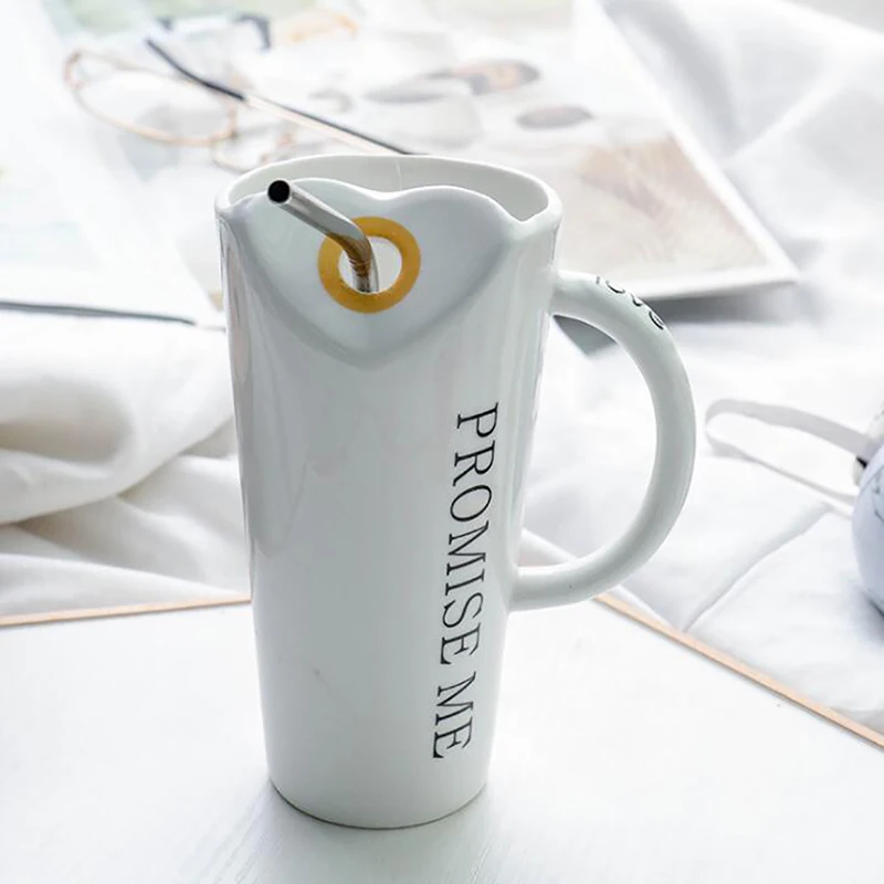 Кружка для воды кофейная кружка простая пара с соломинкой влюбленных бытовые