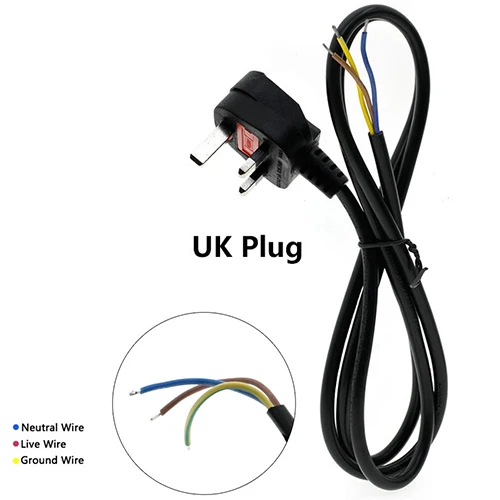 3pin UK Plug Штепсельная Вилка стандарта ЕС, США, Великобритании, Австралии, провод питания, электрический провод, 1,5 м, шнур питания, провод переменного тока, постоянного тока, черный удлинитель питания - Цвет: 3pin UK Plug
