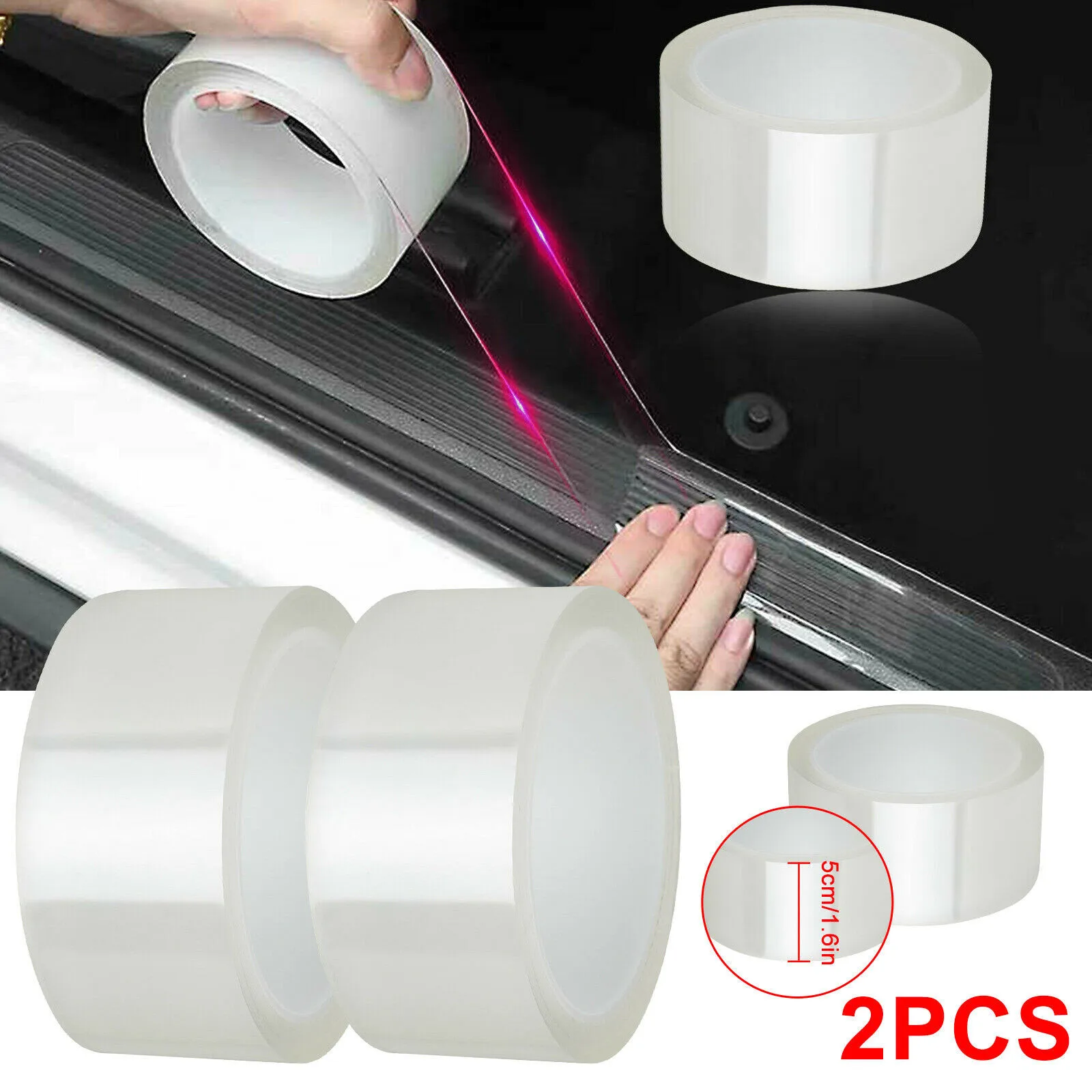 

2x Car Stickers Protector Sill Scuff Cover Car Door Plate Sticker Bumper Anti-Scratch Strip Durable And Practical