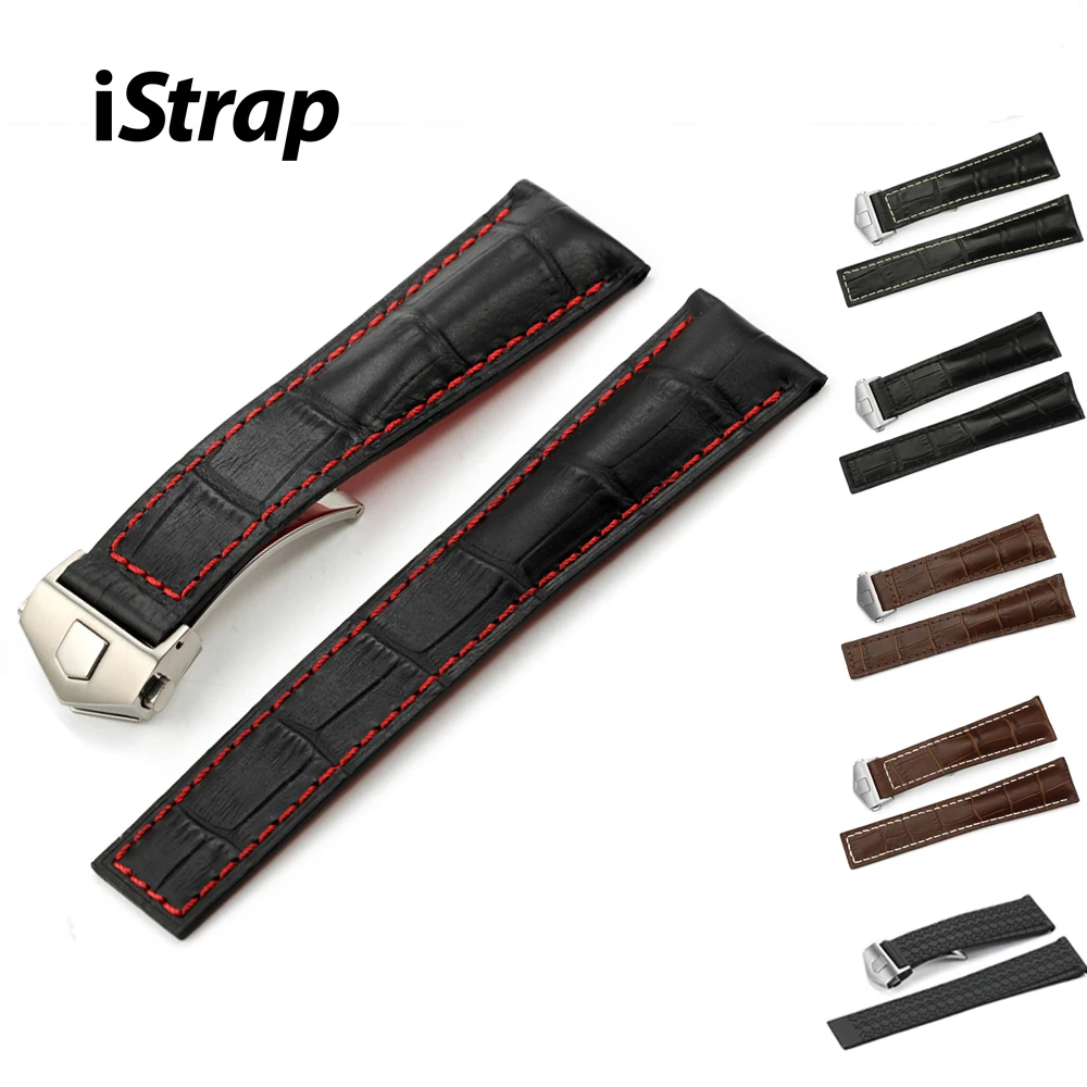 Ремешок для часов iStrap из кожи крокодила 22 мм серебристый металлический ремешок с