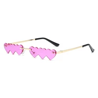 2020 small rimless punk sunglasses women luxury fashion red pink heart unique sun glasses for female vintage sunglasses