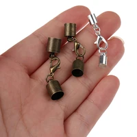 10pcslot leather cord bracelet lobster clasps hooks 3 4 5 6 8 9 10mm crimps end tip caps connectors for jewelry making findings