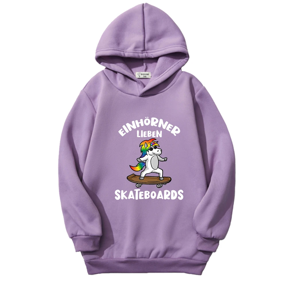

Unicorn on Skateboard Kids Pullover Hoodies Sweatshirt with Hood Children Outwear Girls Baby Boys Clothes Autumn Winter Casual