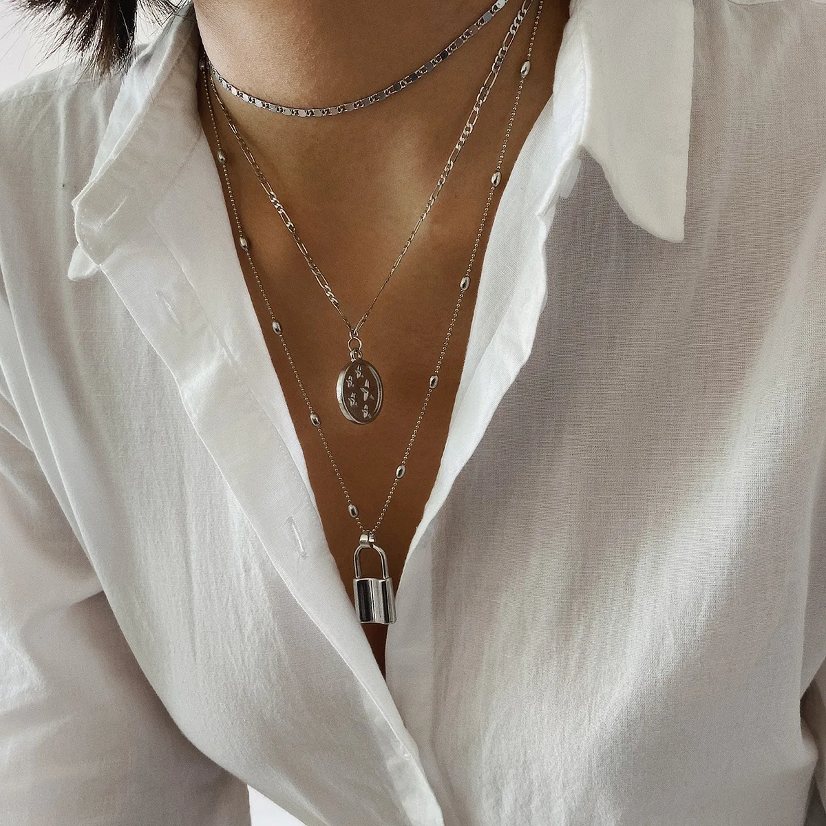 Многослойное ожерелье с замком для влюбленных колье чокер в стиле стимпанк