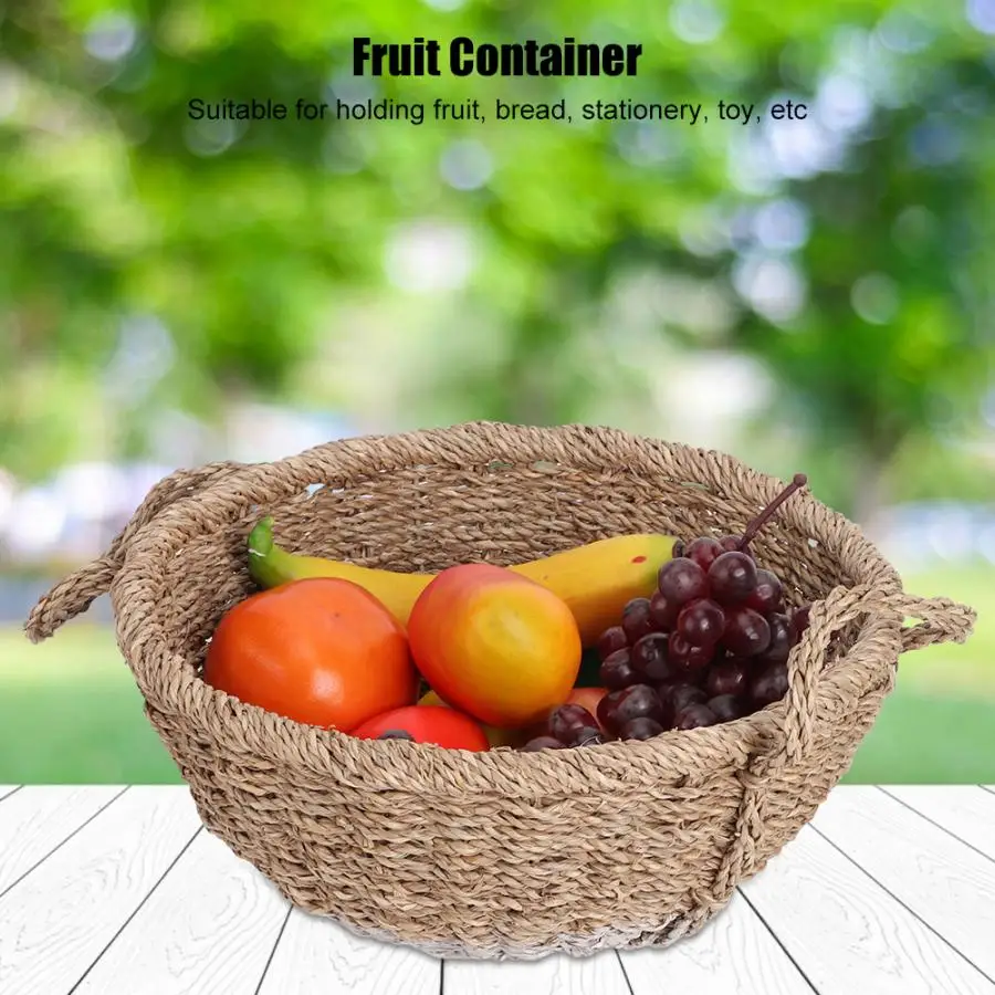 Produce Bag Retro Style Grass Woven Fruit Basket Bread Holder Food Storage Container Organizer Reusable Bags Bakeware |