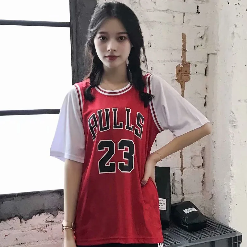 

2021 Summer Men's and Women's Fashion Jersey T-shirt Street Basketball Football Loose Sports Short-sleeved Student Sweatshirt