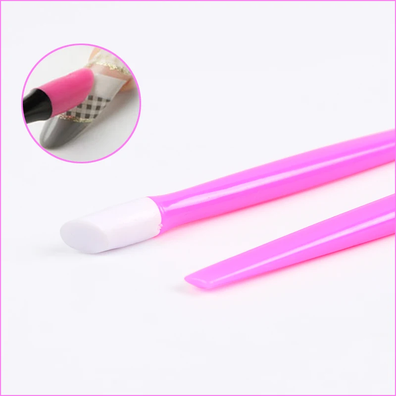 

hot sell 2021 1 pc pink plastic Nail Sticker Push Stick Double-Sided Nail Sticker Push Stick Nail Art Tool