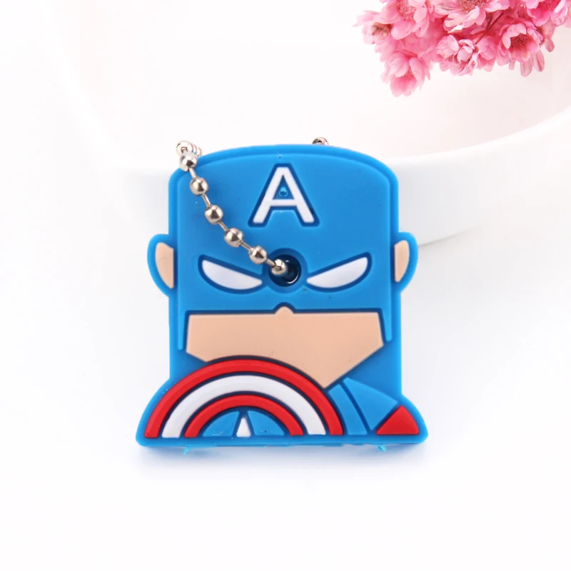 Cartoon Anime Cute Key Cover Cap Silicone Mickey Stitch Bear Keychain Women Gift Owl Porte Clef Minne Key Chain - Цвет: D03