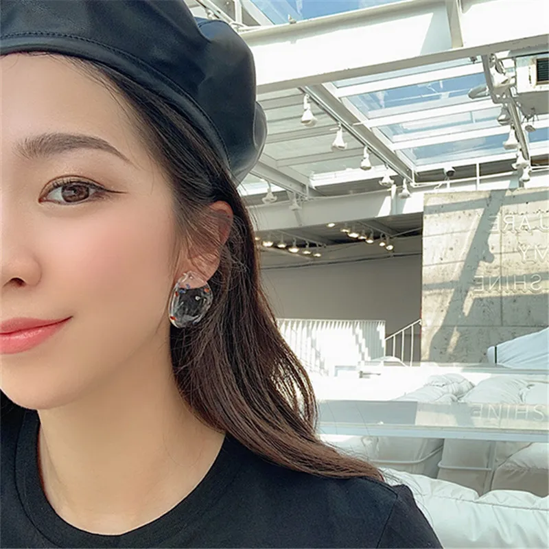 Асимметричные Прозрачные Серьги из акрилового камня богемные Модные