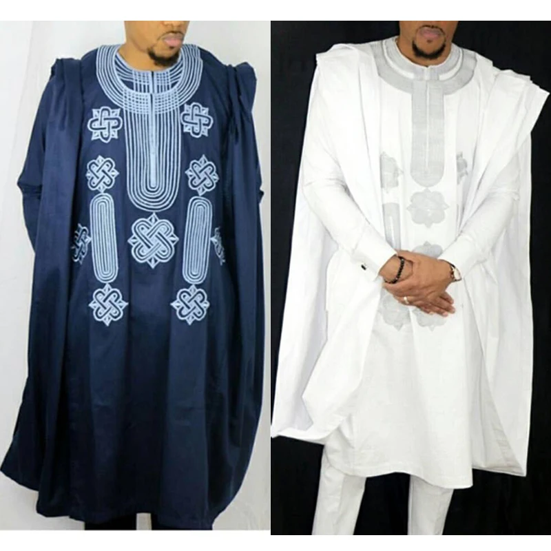 H&ampD African Suit For Men Robe Shirt Pants Set Long Sleeve Tops Embroidery Agbada Clothes Boubou Africain Homme Traditional Robes |
