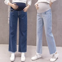 woman 2019 pregnancy denim pants cotton straight trousers maternity clothing plus size wide leg maternity jeans for pregnant