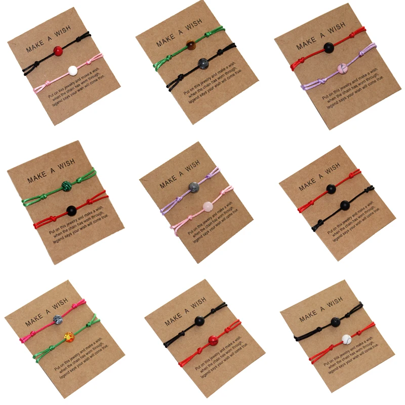 

2019 New Simple Red Rope Woven Bangle Men Women Wish Bracelet Natural Stone Bracelet Good Friends Couple Gifts Accesory