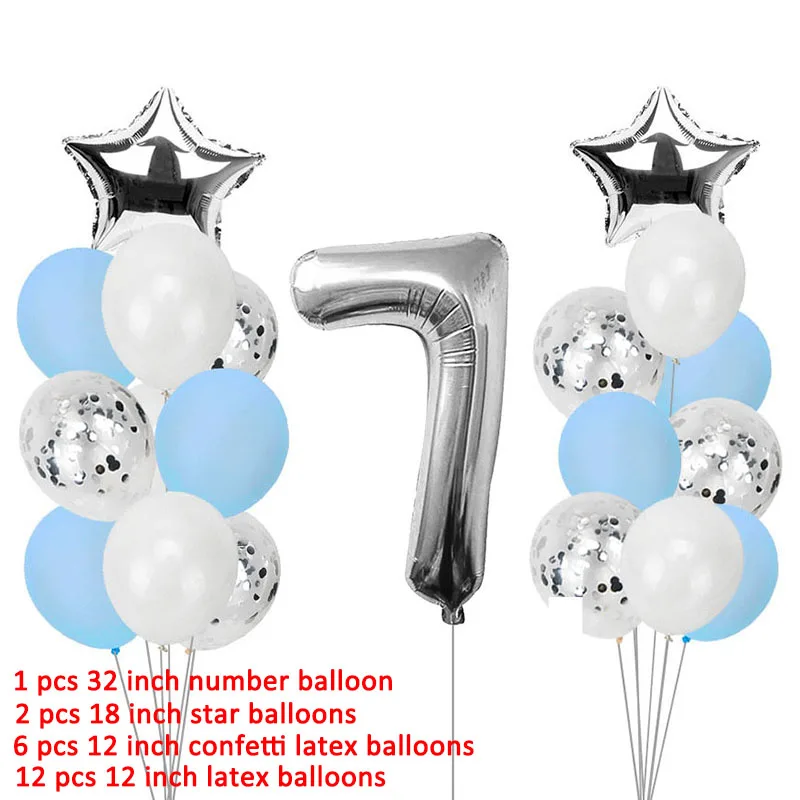 Шары из фольги с цифрой 7 лет украшения для вечеринки в честь Дня Рождения семь