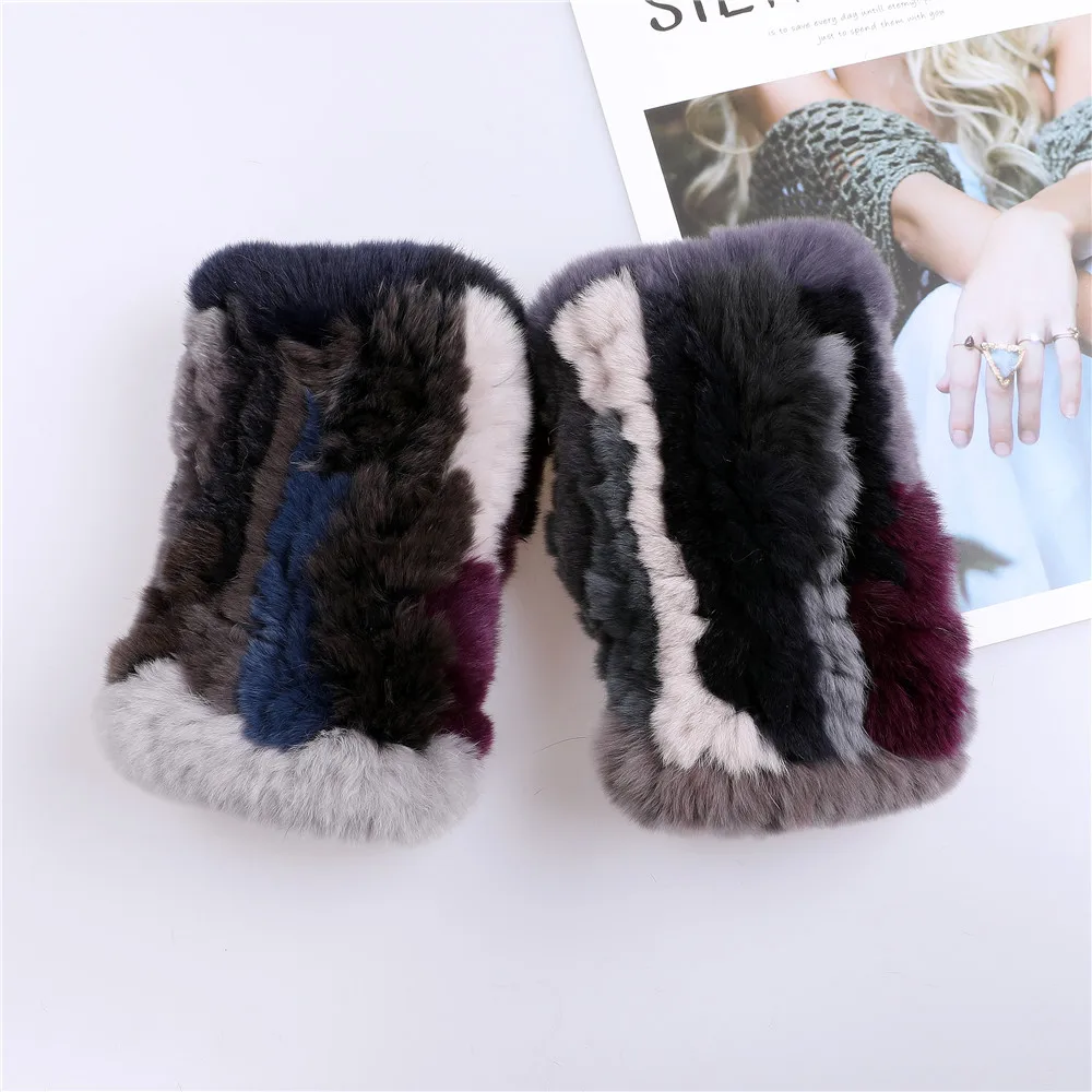 2022 модные вязаные перчатки без пальцев из натурального меха кролика Рекс женские