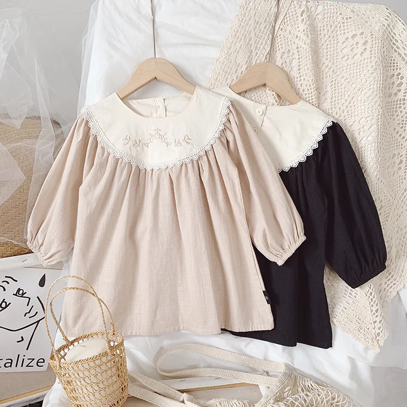 

Sweet Kids Girls Spring Autumn Floral Embroidered Lace Fringed Ruffles Party Dress Wester Fashion Cute Children Dresses