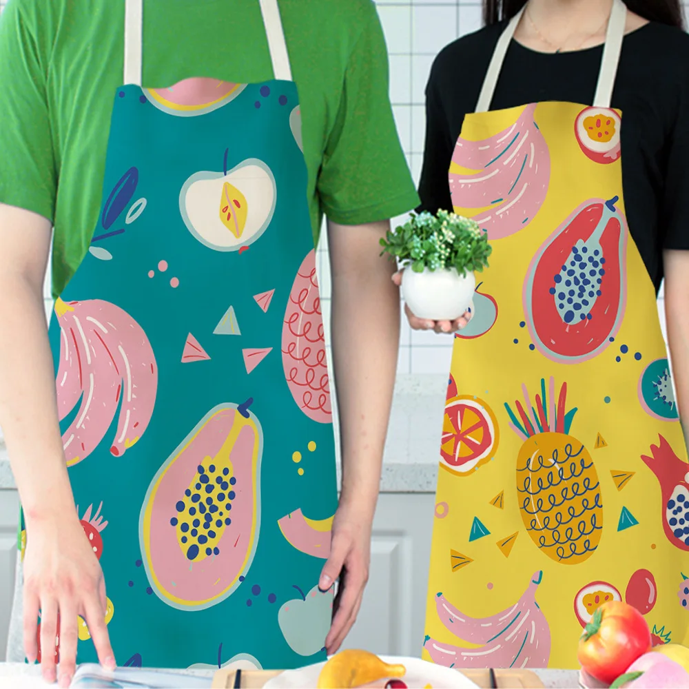 Симпатичные фартуки для кухни с киви и ананасами женщин Детские хлопковые