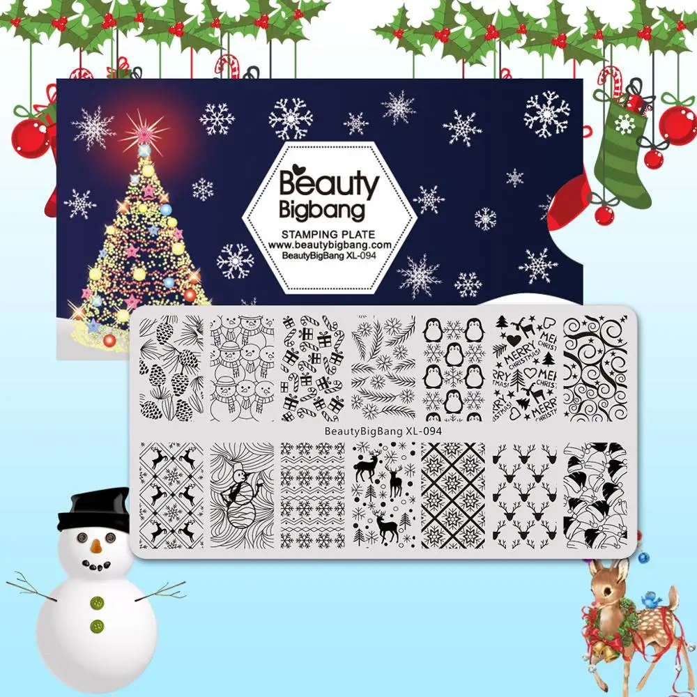 BEAUTYBIGBANG 6*12 см Рождественский шаблон штамповки ногтей Fstaival лак для изображение