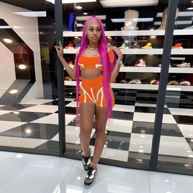 

Summer 2020 New Women High Waist Reflective Stitching Sports Suit Plus Size Yoga Sets