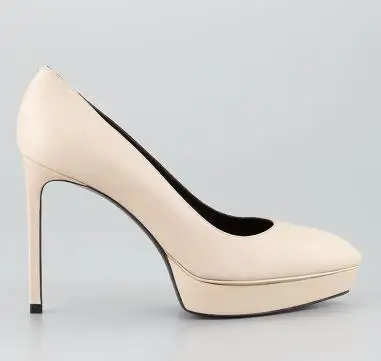 Nude 10.5cm Новинка; сезон осень; женские классические туфли-лодочки на очень высоком каблуке 12,5 см; туфли из натуральной кожи на тонком каблуке; офисные женские туфли на шпильке с закрытым носком; сезон весна - Цвет: Nude 10.5cm