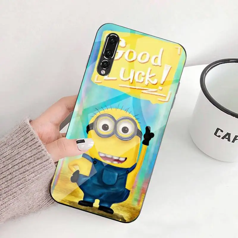 

Funny Cute M-Minionse Phone Case Tempered Glass For Huawei P9 10 Plus 20 Pro Mate9 10 20 20pro Honor7A 8X 9 10 Nova3i 5
