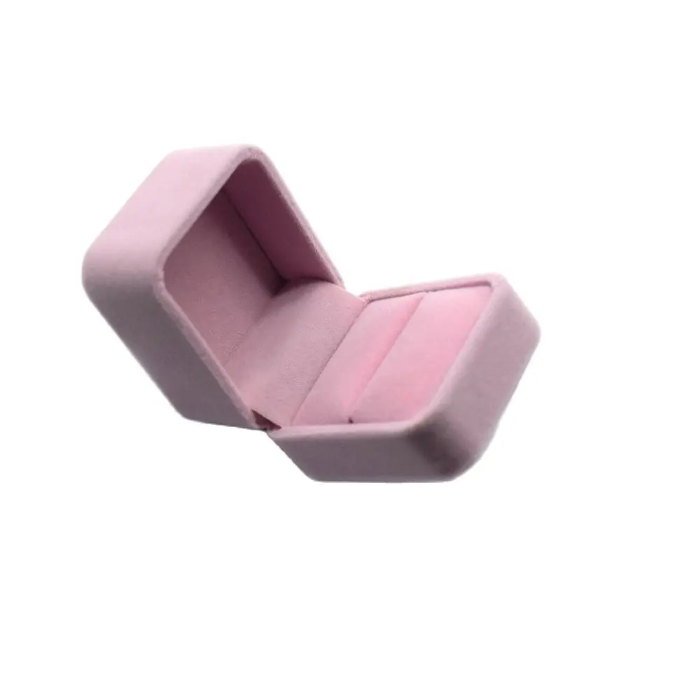 Женская бархатная коробка для свадебного кольца розовая Подарочная ювелирных