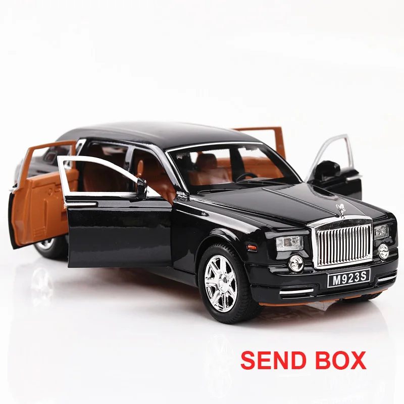 Black send box 1:24 литая под давлением модель автомобиля из сплава Rolls Royce Phantom Металлический Игрушечный Автомобиль колеса симулятор звуковой светильник вытяжной автомобиль коллекция детский подарок - Цвет: Black send box
