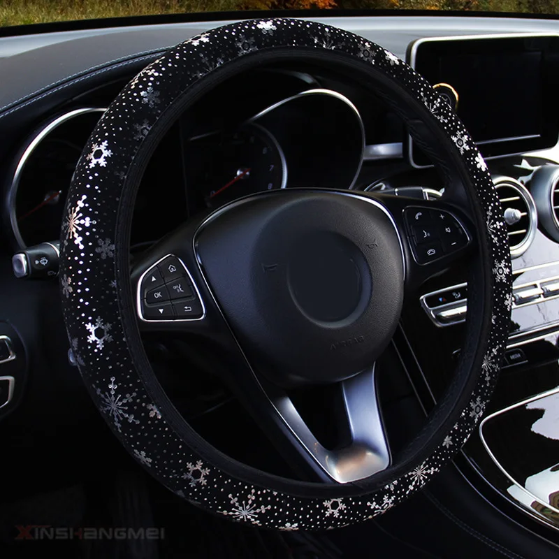 

Car Steering Wheel Cover Snowflake Pattern snowflake pattern showing personality For Women Girls 37-38cm Hot Universal