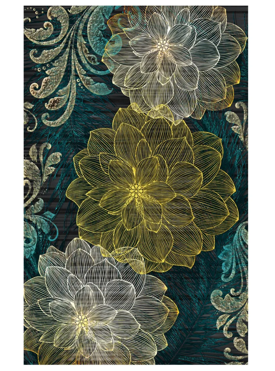 Европейский абстрактный рельефный растительный цветок 3D половой коврик из ПВХ