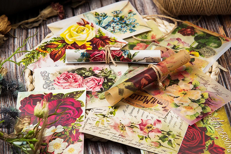 12 шт./пакет Винтаж цветы калька Бумага шаблон пакет для Скрапбукинг Happy planner изготовления открыток мусор журнал проекта