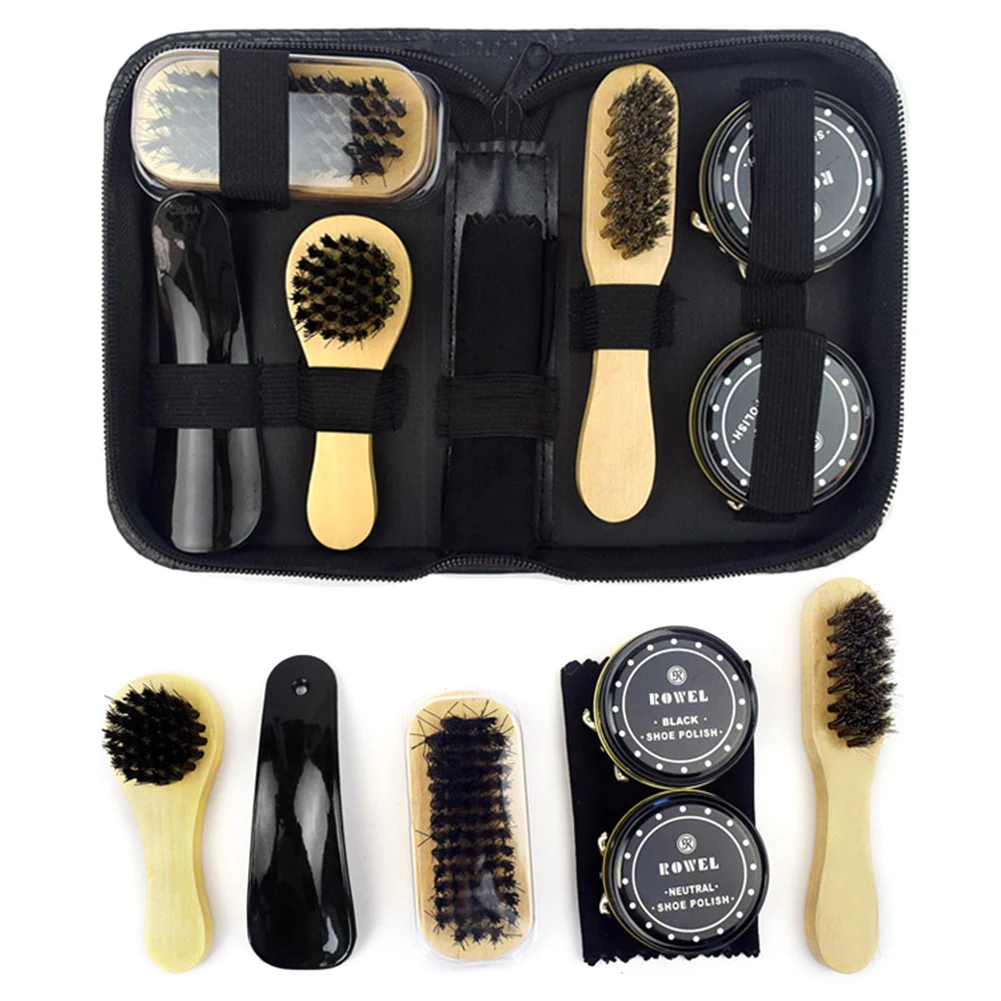 

Brushes Household Portable Cleaning Tool Travel With Case Care Boots Gift Cloth Birthday Sneakers Fathers Day Shoe Polish Kit
