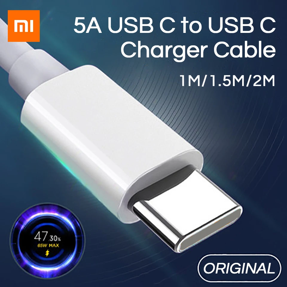 Зарядный кабель Xiaomi Usb Type C на 5 А 2 м для Mi 10 11i 11 Lite Poco X3 NFC M2 Pro 9T турбозарядное