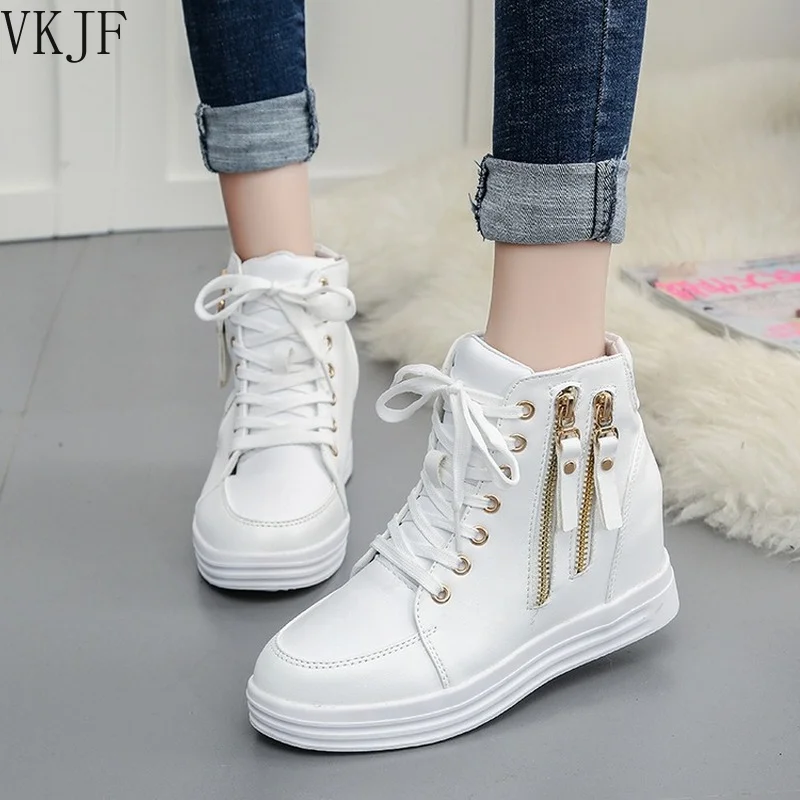 

2021 Women's Wedge Heel Boots Platform Lace-up High Heels 6 Cm Shoes Increase Fashionable Women's Boots