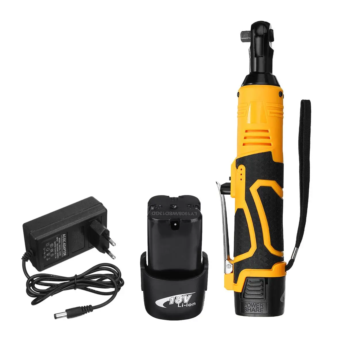 18V 10400mah литиевая батарея перезаряжаемый 60NM электрический ключ портативный Трещоточный ключ 90 градусов инструмент гаечный ключ быстрое зарядное устройство - Цвет: EU Plug