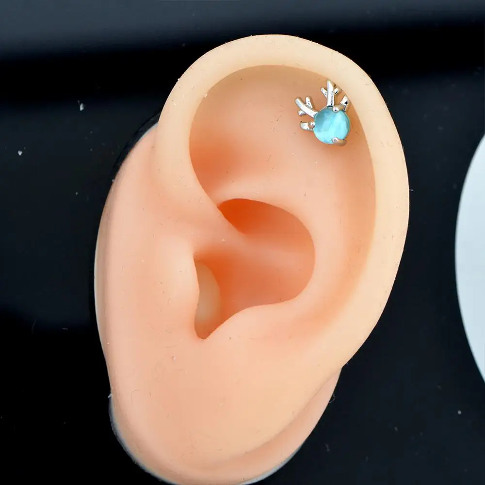 Body Punk 16g Cute Christmas Reindeer Cartilage Earring Red Enamel Tragus Helix Stud Conch Rings Piercing | Украшения и