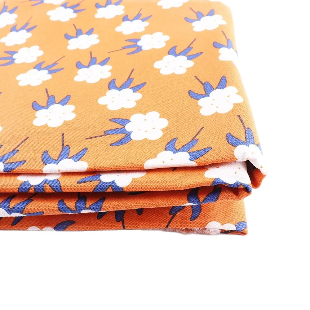 Cotton fabric Orange Candy floss Floral Print Curtain tablecloth Cotton Cloth for DIY Quilting & Sewing Placemat,Bags Material