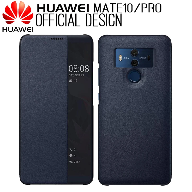 new original 100 official huawei mate 10 pro case mirror smart view window leather flip huawei mate 10 protection cover free global shipping