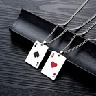 Ожерелье с подвеской Счастливый покер для мужчин, украшение из нержавеющей стали красного, черного и серебристого цвета, игральные карты на удачу