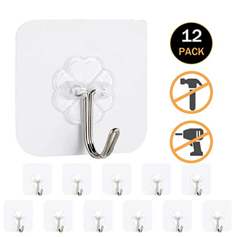 12 шт./компл. прозрачный крючок настенный кухонные аксессуары стеллаж для